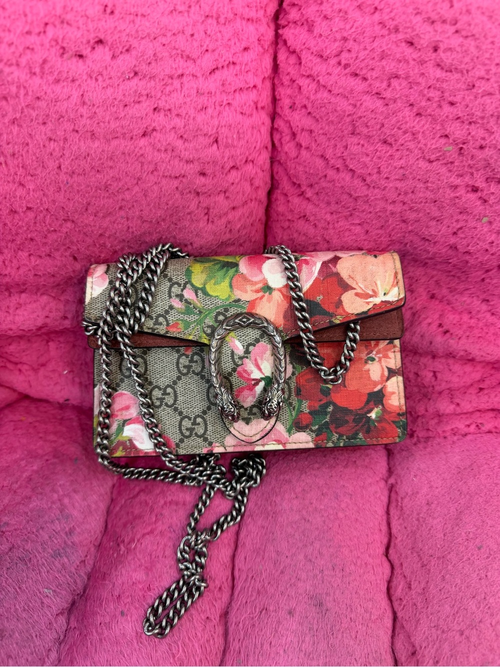 Gucci Floral GG Dionysus Small Shoulder Bag in Pink and Green